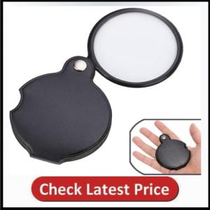 Pocket Magnifying Glass Folding Magnifier Loupe with Protective Case for Reading Inspection