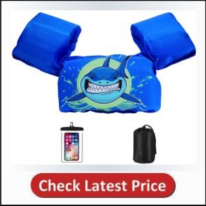  AmazeFan Kids Swim Life Jacket Vest for Swimming Pool, Swim Aid Floats with Waterproof Phone Pouch 